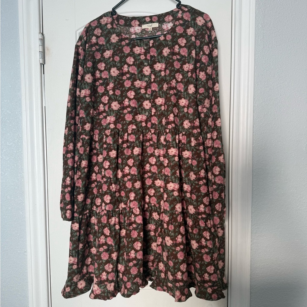 Easel Pink and Brown Floral Dress size Medium